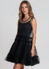 Sheer Tulle Babydoll Tunic Tunics Kate Hewko Black One size 