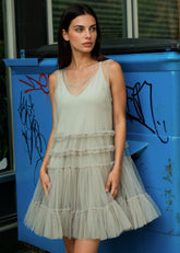 Sheer Tulle Babydoll Tunic Tunics Kate Hewko Champagne One size 