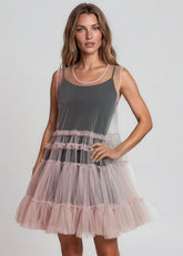 Sheer Tulle Babydoll Tunic Tunics Kate Hewko Pink One size 