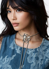 Silver Rose Adjustable Choker Necklace Necklaces Kate Hewko 