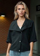 Snap Front Textured Blouse Blouses Kate Hewko 