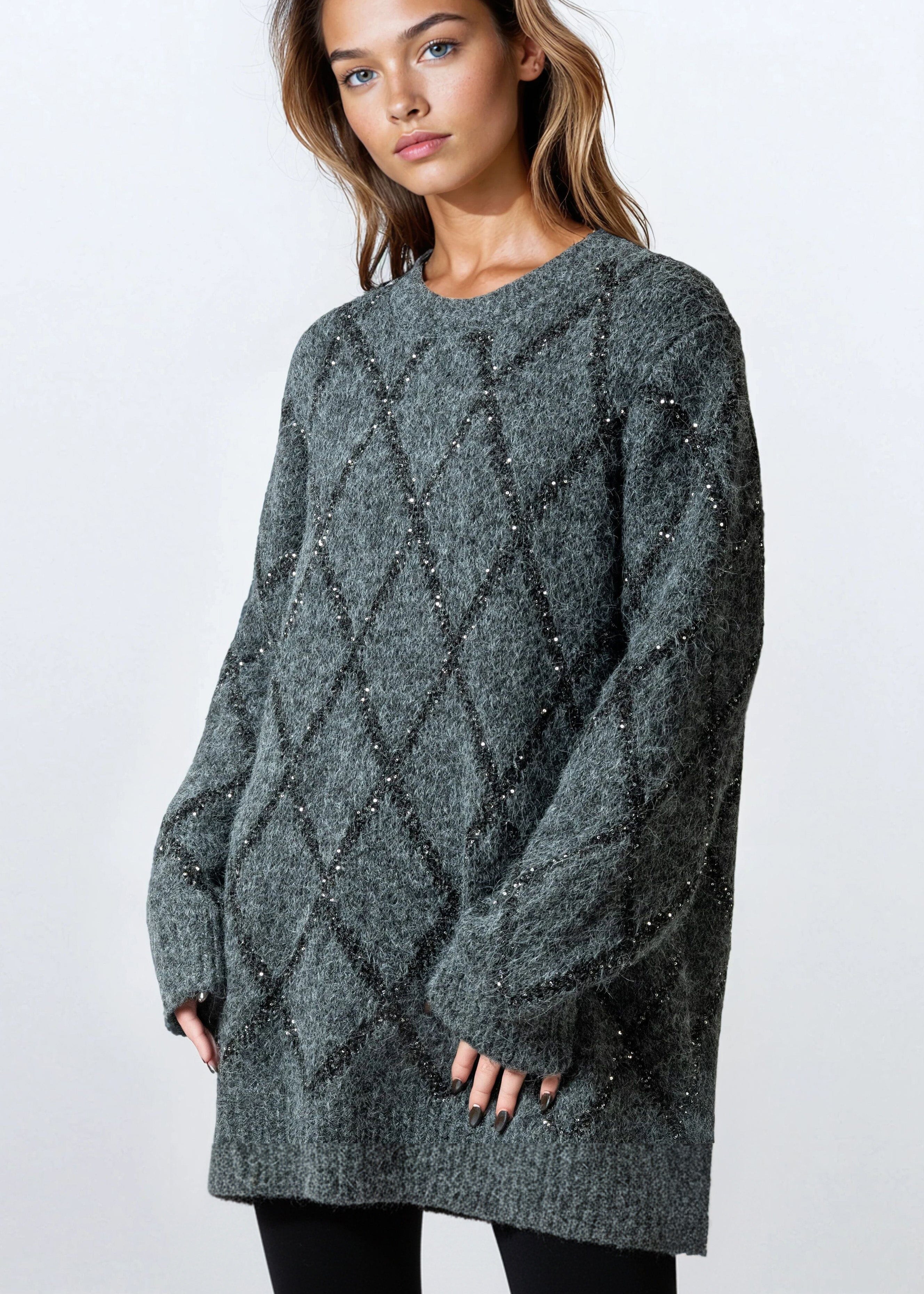 Sparkle Diamond Knit Sweater Sweaters Kate Hewko 