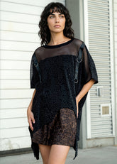 Sparkle Mesh Buckle Tunic Tee Tees Kate Hewko Black One size 