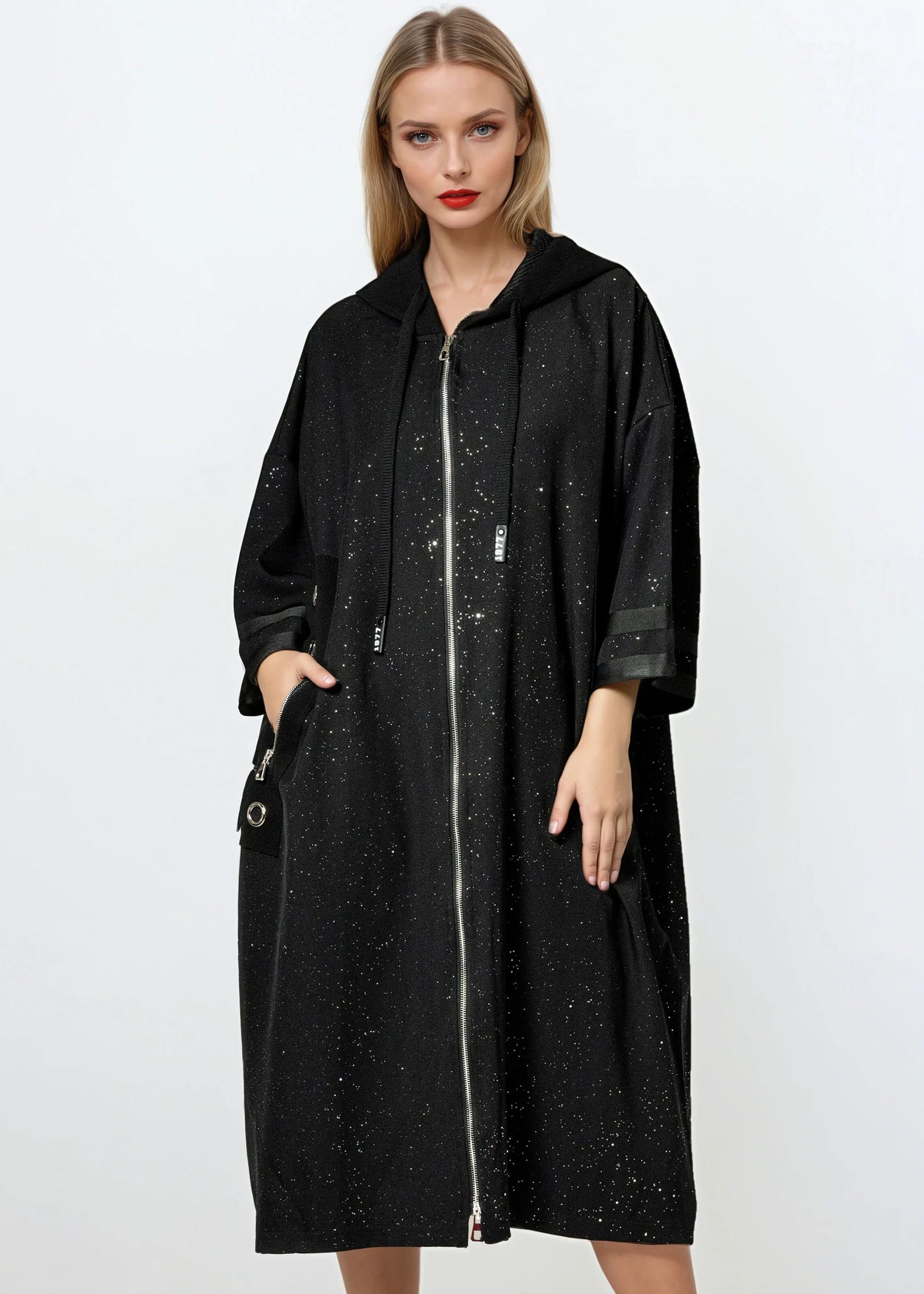 Sparkle Zip Up Hoodie Dress - Kate Hewko Sparkle Zip Up Hoodie Dress - Kate Hewko