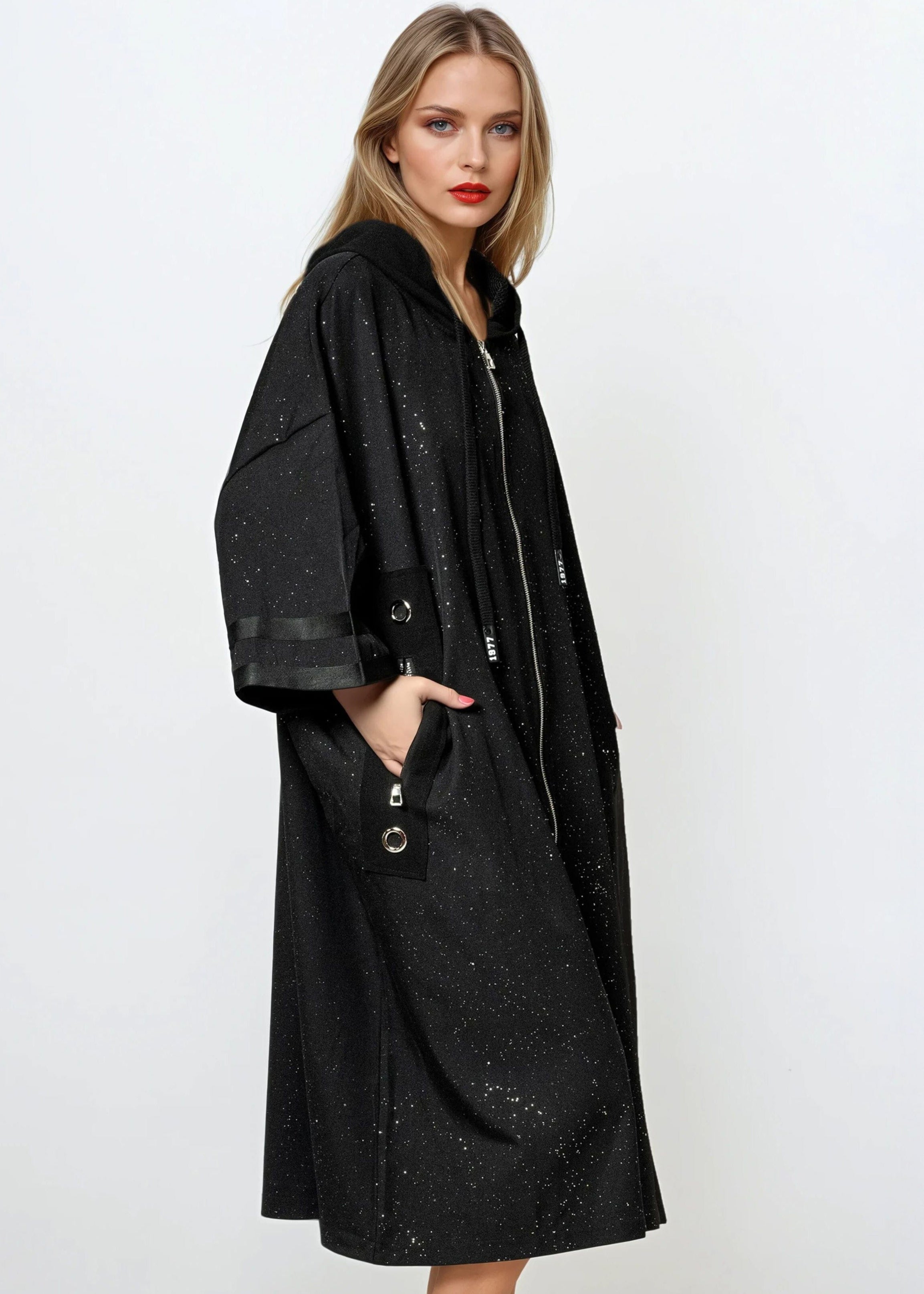 Sparkle Zip Up Hoodie Dress - Kate Hewko Sparkle Zip Up Hoodie Dress - Kate Hewko