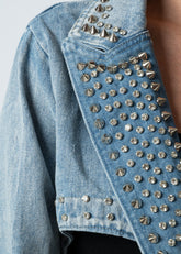 Spiked Fringe Studded Denim Shrug Outerwear Kate Hewko 