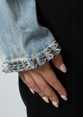 Spiked Fringe Studded Denim Shrug Outerwear Kate Hewko 