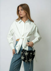 Star Embellished Satin Evening Bag Bags Kate Hewko 