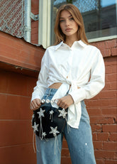 Star Embellished Satin Evening Bag Bags Kate Hewko 