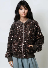 Statement Sequin Bomber Jacket Outerwear Kate Hewko 