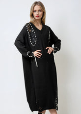 Statement Stitch Knit Sweater Dress Dresses Kate Hewko Black One size 