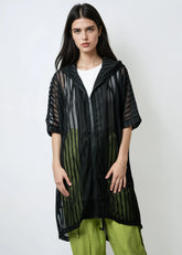 Striped Mesh Hooded Layering Piece Layering Pieces Kate Hewko 
