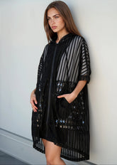 Striped Mesh Hooded Layering Piece Layering Pieces Kate Hewko 