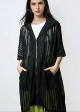 Striped Mesh Hooded Layering Piece Layering Pieces Kate Hewko 
