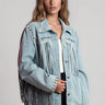 Studded Fringe Denim Jacket Outerwear Kate Hewko 