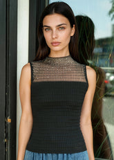 Studded Mesh Ribbed Tank Top Tank Tops Kate Hewko 