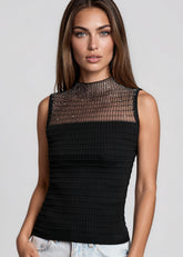 Studded Mesh Ribbed Tank Top Tank Tops Kate Hewko 