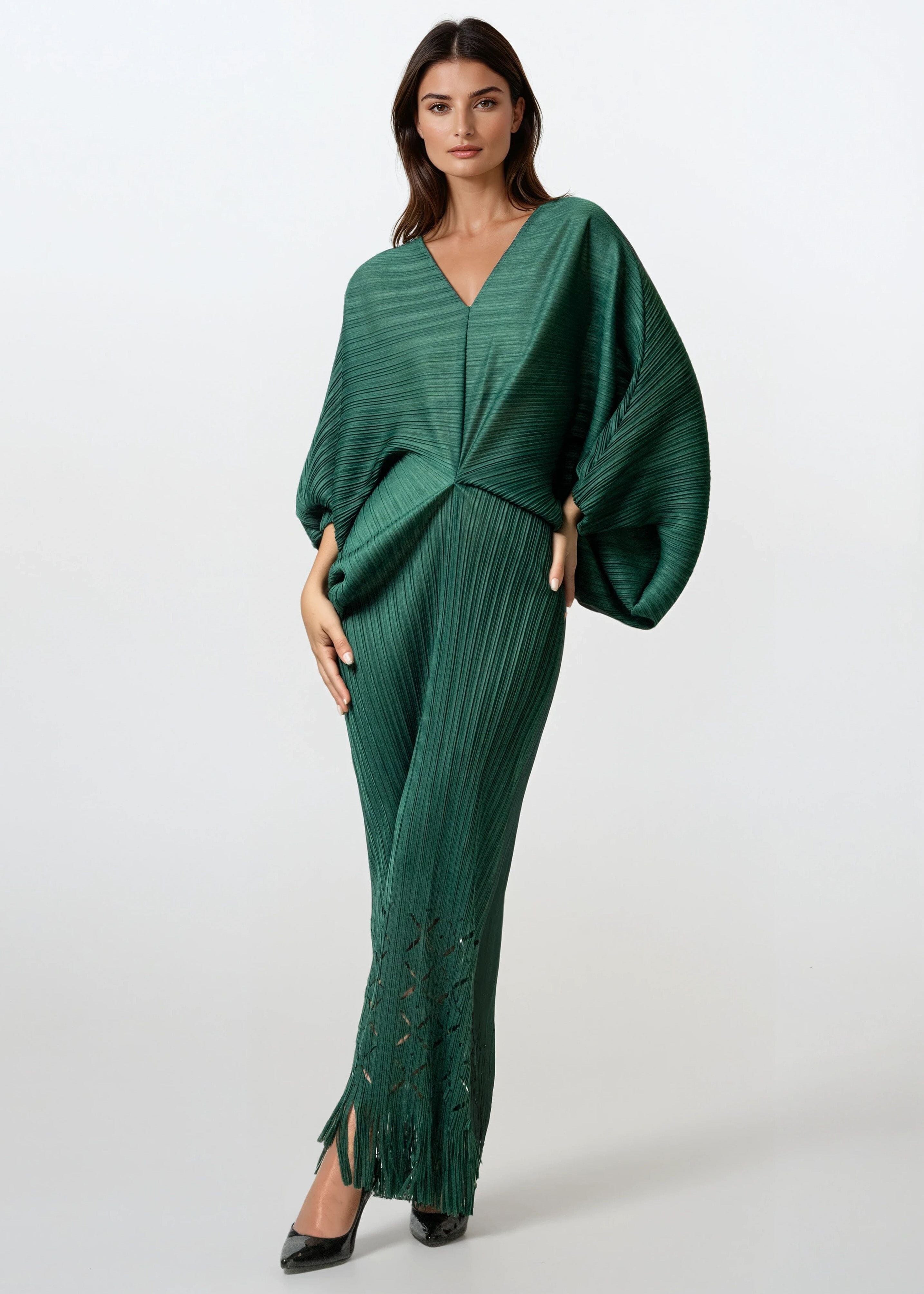 Tassel Hem Batwing Glam Dress - Kate Hewko Black / One size Tassel Hem Batwing Glam Dress - Kate Hewko Black / One size