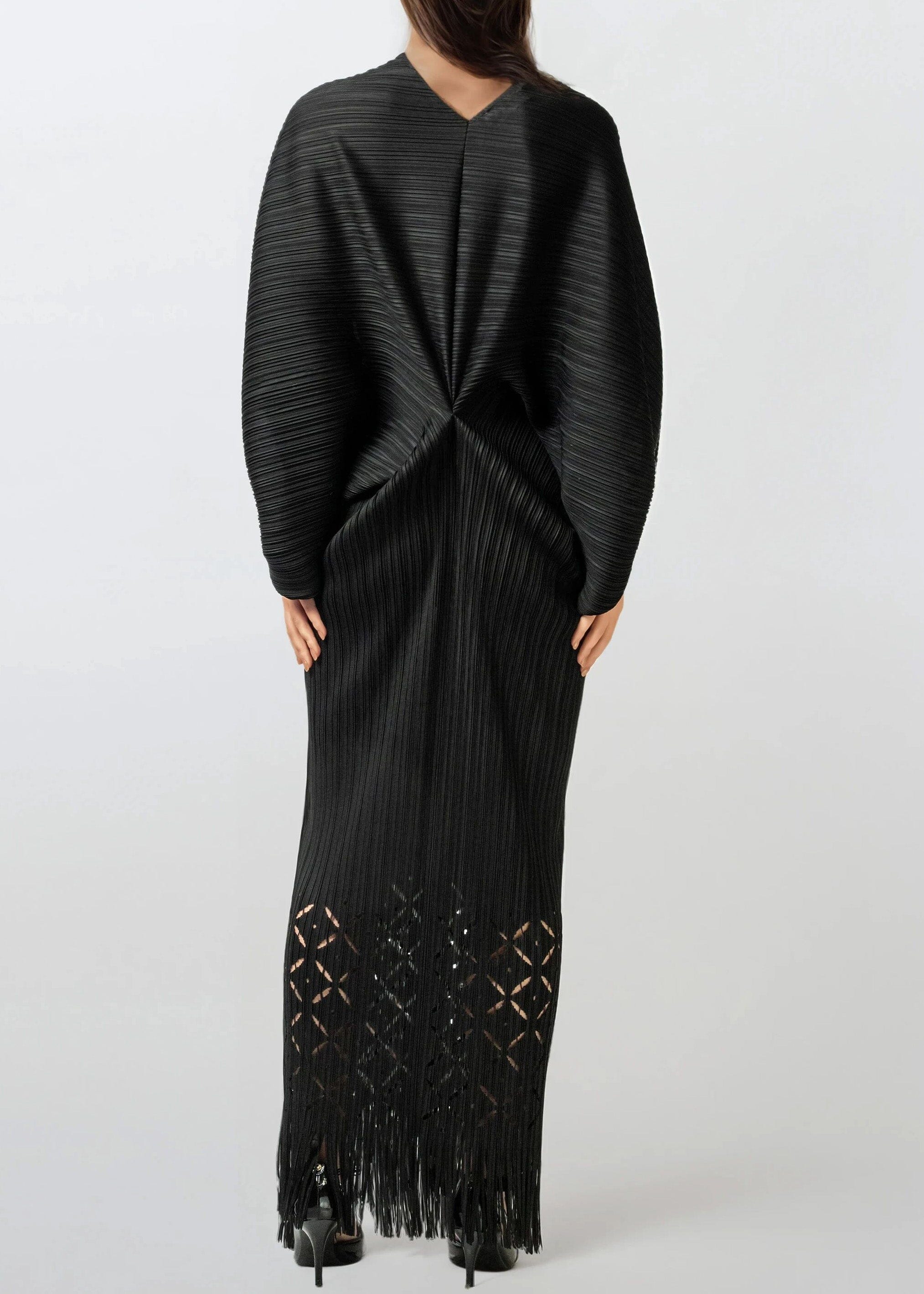 Tassel Hem Batwing Glam Dress - Kate Hewko Black / One size Tassel Hem Batwing Glam Dress - Kate Hewko Black / One size