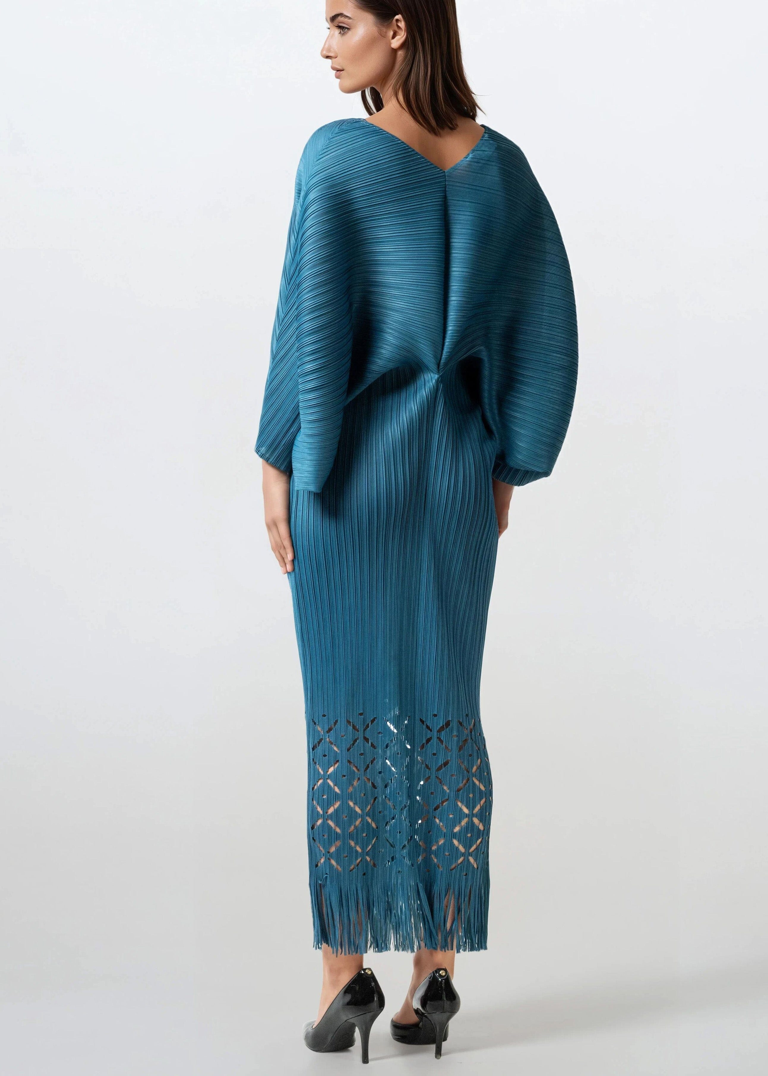 Tassel Hem Batwing Glam Dress