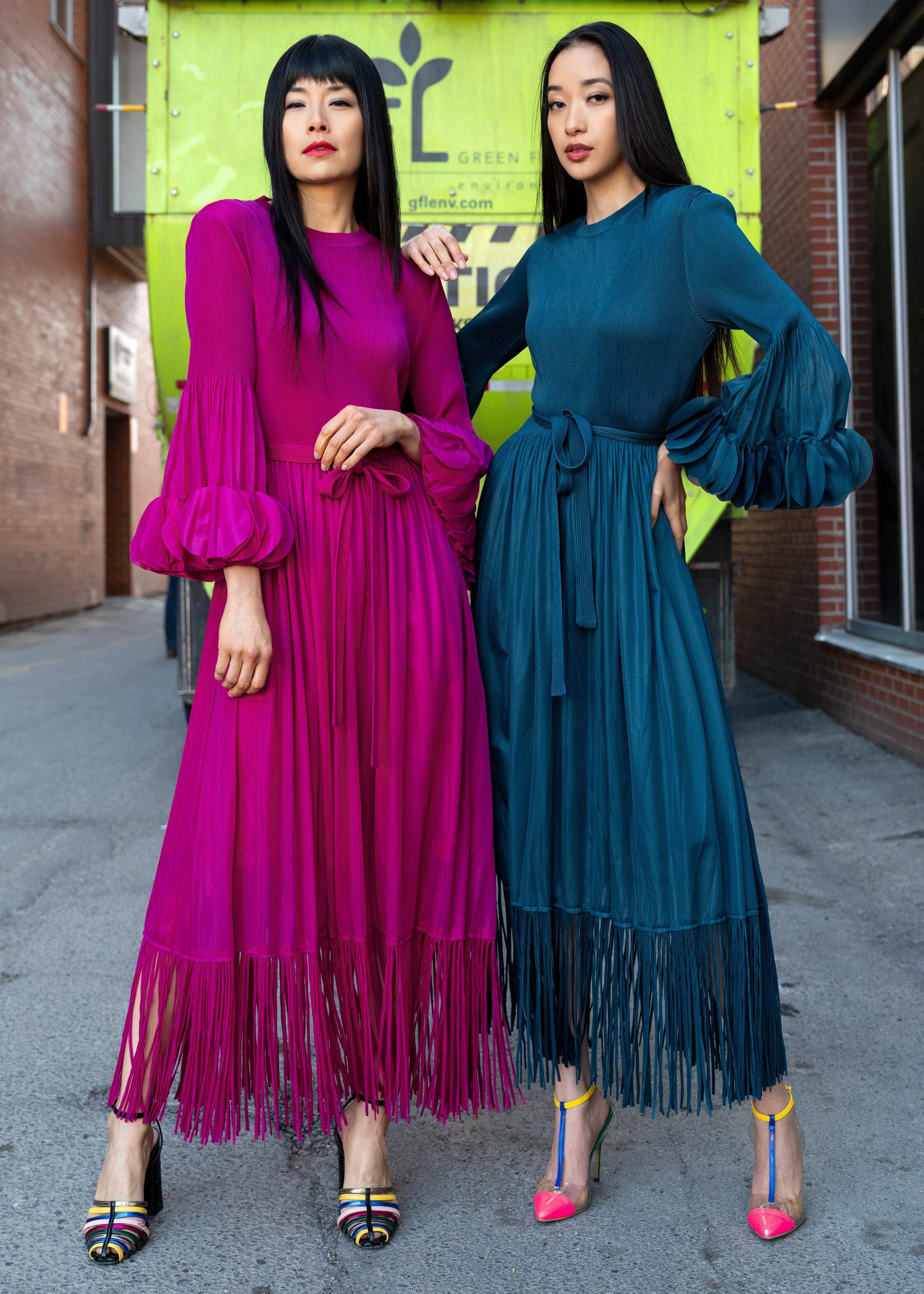 Tassel Hem Belted Pleated Dress Dresses Kate Hewko 