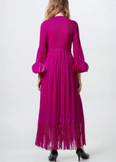 Tassel Hem Belted Pleated Dress Dresses Kate Hewko 