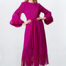 Tassel Hem Belted Pleated Dress Dresses Kate Hewko Hot Pink One size 