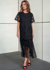 Textured Floral Tulle Hem Dress Dresses Kate Hewko 