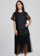 Textured Floral Tulle Hem Dress Dresses Kate Hewko 
