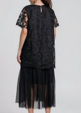 Textured Floral Tulle Hem Dress Dresses Kate Hewko 