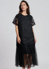 Textured Floral Tulle Hem Dress Dresses Kate Hewko 
