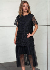 Textured Floral Tulle Hem Dress Dresses Kate Hewko 