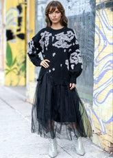 Textured Knit Tulle Sweater Dress Dresses Kate Hewko Black One size 