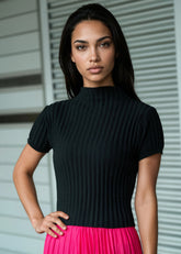 Textured Mock Neck Knit Top Tees Kate Hewko 