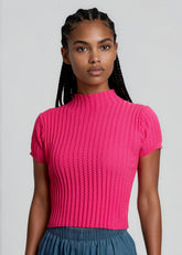 Textured Mock Neck Knit Top Tees Kate Hewko 