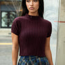 Textured Mock Neck Knit Top Tees Kate Hewko 