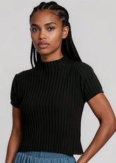 Textured Mock Neck Knit Top Tees Kate Hewko 