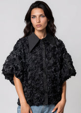Textured Rose Button Up Blouse Blouses Kate Hewko 