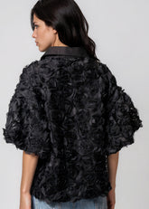 Textured Rose Button Up Blouse Blouses Kate Hewko 