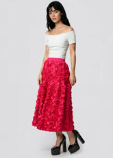Textured Rose Midi Skirt Skirts Kate Hewko 
