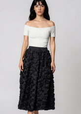 Textured Rose Midi Skirt Skirts Kate Hewko Black One size 