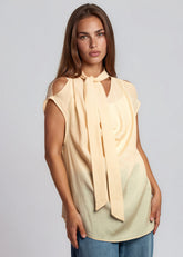 Tie Neck Cold Shoulder Blouse Blouses Kate Hewko 