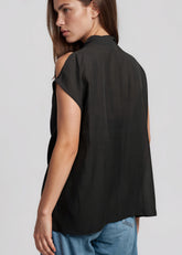 Tie Neck Cold Shoulder Blouse Blouses Kate Hewko 