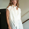 Tie Neck Cold Shoulder Blouse Blouses Kate Hewko 