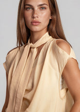 Tie Neck Cold Shoulder Blouse Blouses Kate Hewko 
