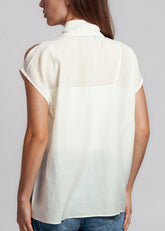 Tie Neck Cold Shoulder Blouse Blouses Kate Hewko 