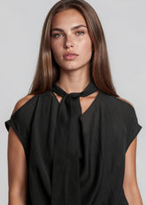 Tie Neck Cold Shoulder Blouse Blouses Kate Hewko 