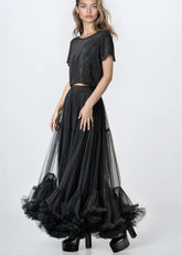 Tiered Hem Maxi Tulle Skirt Skirts Kate Hewko 