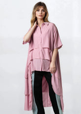 Tiered High Low Button Up Blouse Blouses Kate Hewko 