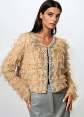 Tiered Tulle Gemstone Cardigan Cardigans Kate Hewko 